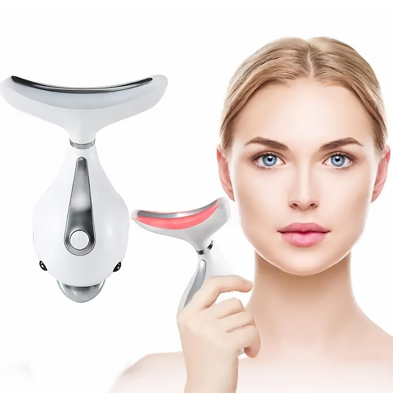 Neck Face Firming Smoothes Wrinkles Tool, Double Chin Reducer Vibration Massager With 3 Color Modes For Wrinkles Appearance And Skin Tightening 8