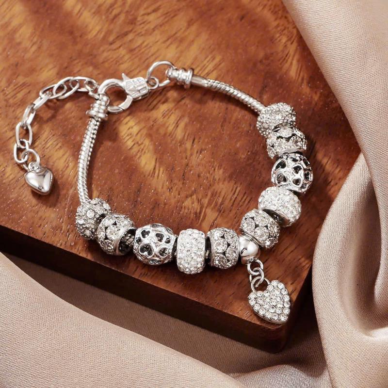 Lắc tay charm tim trắng Thép titan không đen, rỉ - TTA2 1