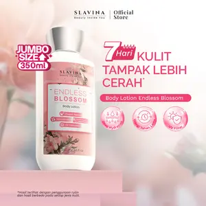 SLAVINA Body Lotion Endless Blossom by Nagita Slavina 350ML – Handbody Whitening Tone Up Dengan Niacinamide Glutathione, Body Serum Brightening, Wangi Parfum Bunga Elegan, Moisturizer Untuk Kulit Kering Kusam 350ml