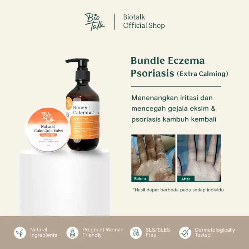 BIOTALK HONEY CALENDULA BODY WASH Melembabkan dan Menenangkan Kulit Eksim Psoriasis Sensitif Alergi Kering 300ML 2