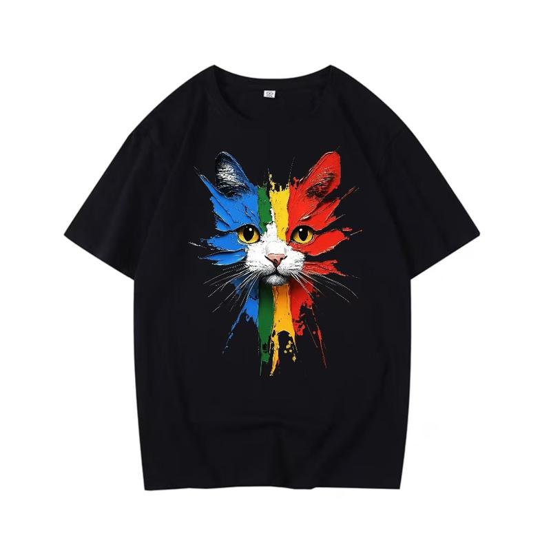 Áo Thun Cotton, Cỡ Lớn, Dành Cho Nam Và Nữ, ngắn Tay, Thích Hợp Cho Mùa Hè, Phong Cách Cổ Điển Và Hợp Xu hướng Dáng Rộng Vừa Vặn, Thiết Kế In, Thích Hợp Cho Các Cặp Đôi, Tay Lửng, 2025 4
