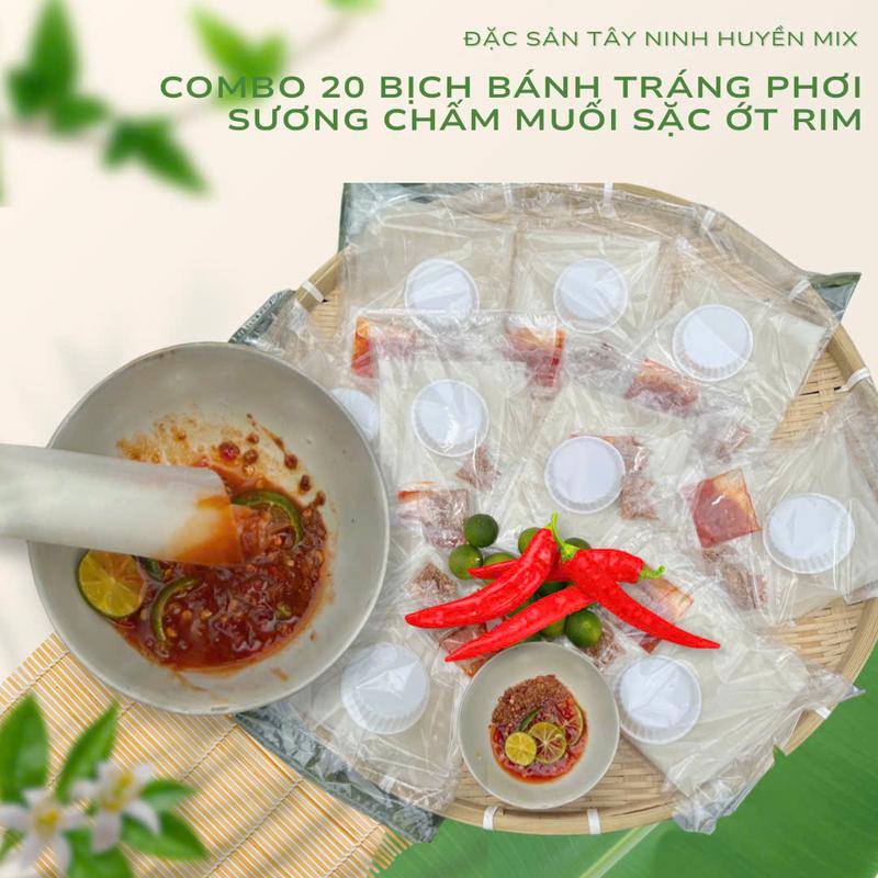 (C20) Combo 20 bịch bánh tráng phơi sương chấm muối sặc ớt rim Tây Ninh