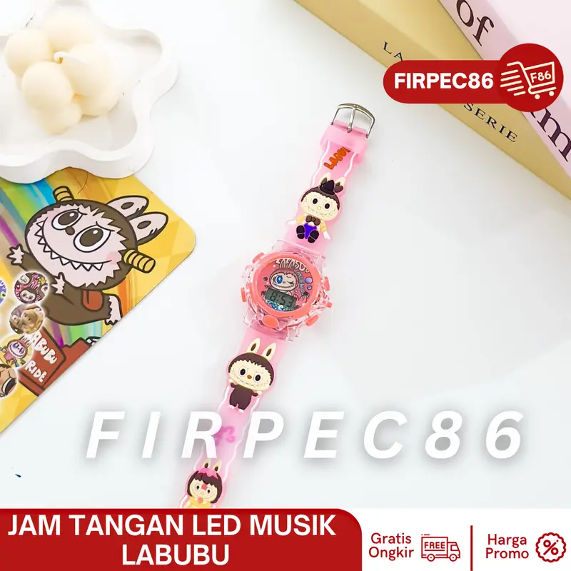 Jam tangan anak Labubu musik melodi - Jam Tangan fashion Anak 3D Tali Karet karakter labubu warna warni 4