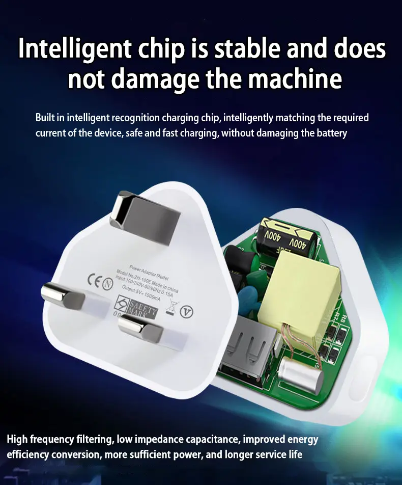 Hong Kong Version British Standard 5V1A Mobile Phone Charger Smartphone Tablet PC Triangle Foot 1A Fast Charging Charging Head