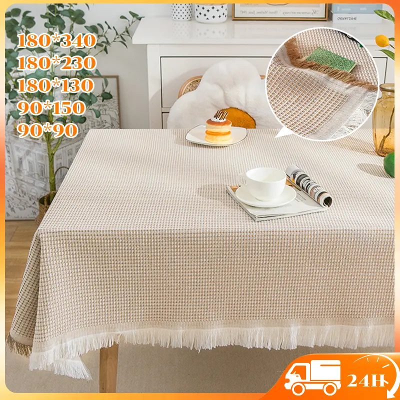 Alas meja Gaya ins Ringkas Warna Pepejal wafel kain Kapas alas meja Alas meja 4 warna Hiasan Dalaman alas meja Cotton Fabric Tablecloth