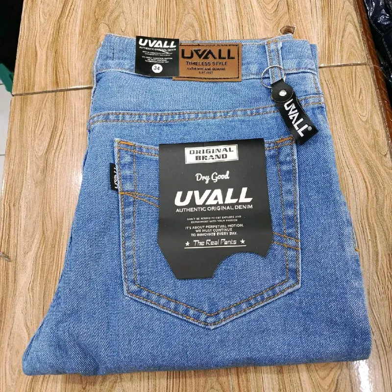 Celana Jeans Panjang Standar Pria Biru Navy/Dark Blue Denim Premium Brand Uvall 8