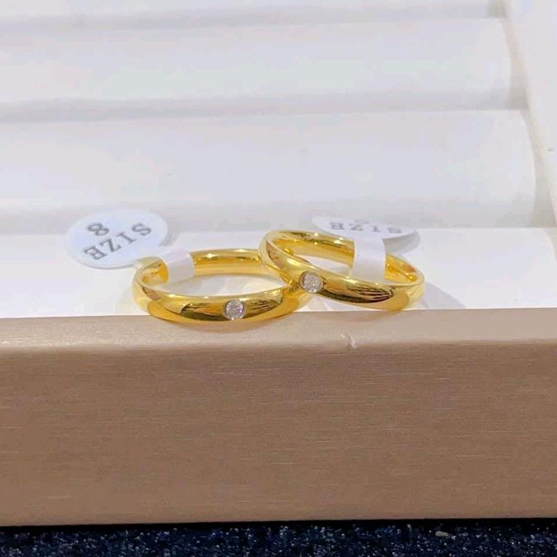 Nhẫn cưới nạm đá chìm dành cho cặp đôi/nam/nữ chất liệu titan ko đen gỉ phai màu Women Nữ 2