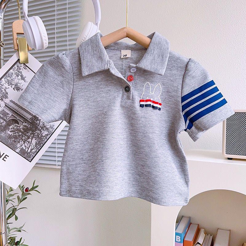 [KIDSFASHIONKOLEKSI] Setelan Polo Rok Abu Motif Rabbit Stripe Anak Perempuan Simple 4