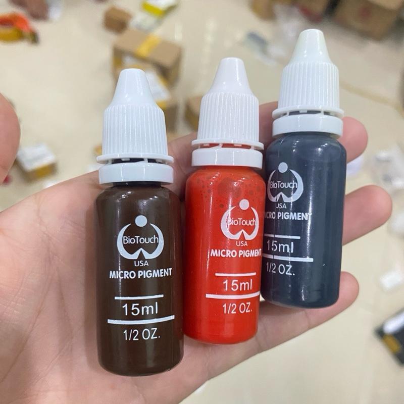 Mực học phun xăm môi mày mí 3 màu đen đỏ nâu lọ 15ml