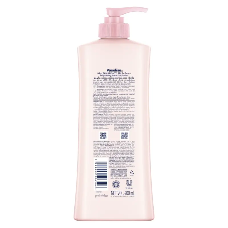[Free 2 Gluta SPF 50 PA+++ 20ml] Vaseline Healthy Bright SPF 24 400ml isi 2 2