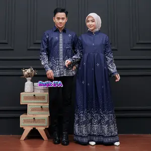 Baju Batik Couple Modern - Sarimbit Batik  Pasangan  Kekinian - Couple Gamis dan Kemeja Polyester