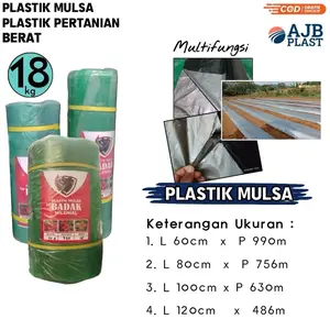 Plastik mulsa hitam perak berat 18kg super elastis dan tahan lama