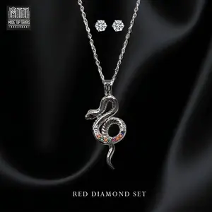 Mode Top Teratas- Set Kalung Dan Anting Titanium Silver Dengan Desaign Ular Serpenta Lux Set Seri