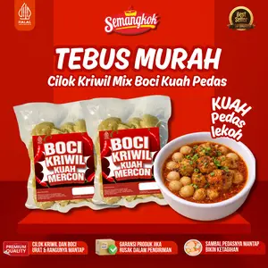 FLASH SALE  Cilok Kriwil Daging Tulang Rangu Mix Boci Original Kuah Pedas Isi ( 25 butir Mix ) - Semangkok Boci