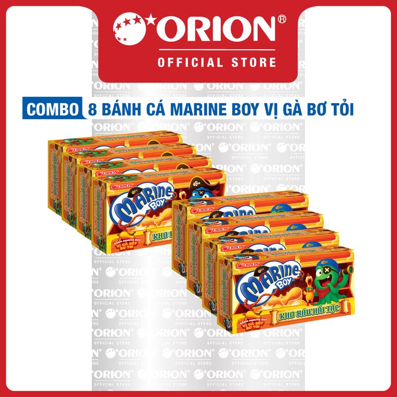  Combo 8 Hộp bánh Cá Marine Boy Orion vị Gà Sốt Bơ Tỏi 35g hộp 