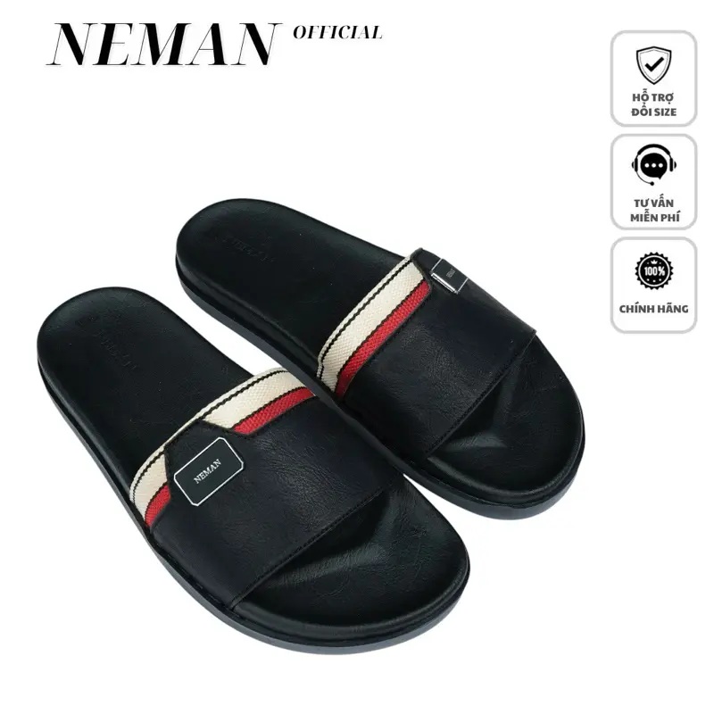 DÉP DA NEMAN, Chất Liệu Da Microfiber Phối Vải, Đã Khâu Quai, Hỗ Trợ Đổi Size : MS15 Cao Su Slipper DéP