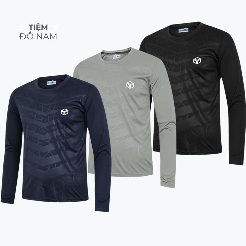 COMBO 3 Áo Thun Nam Tay Dài Sport, Chất Thun Mềm Mịn Co Giãn, Hoạ Tiết 3D Form Ôm Gọn & Body Size M L XL 2XL