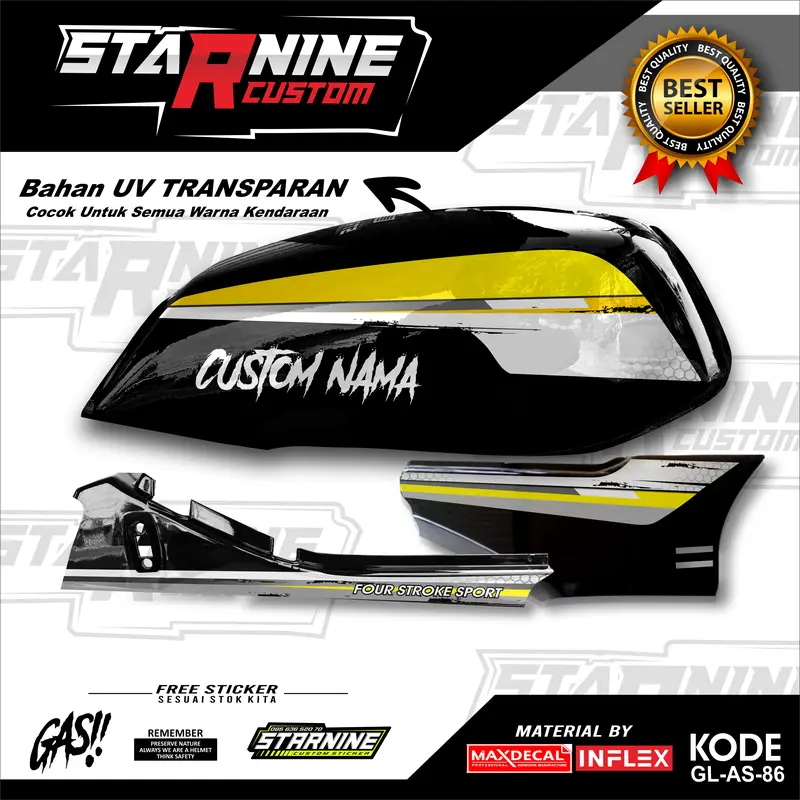 striping gl simpel bisa custom nama stiker gl hologram kode GL-SR-25 1