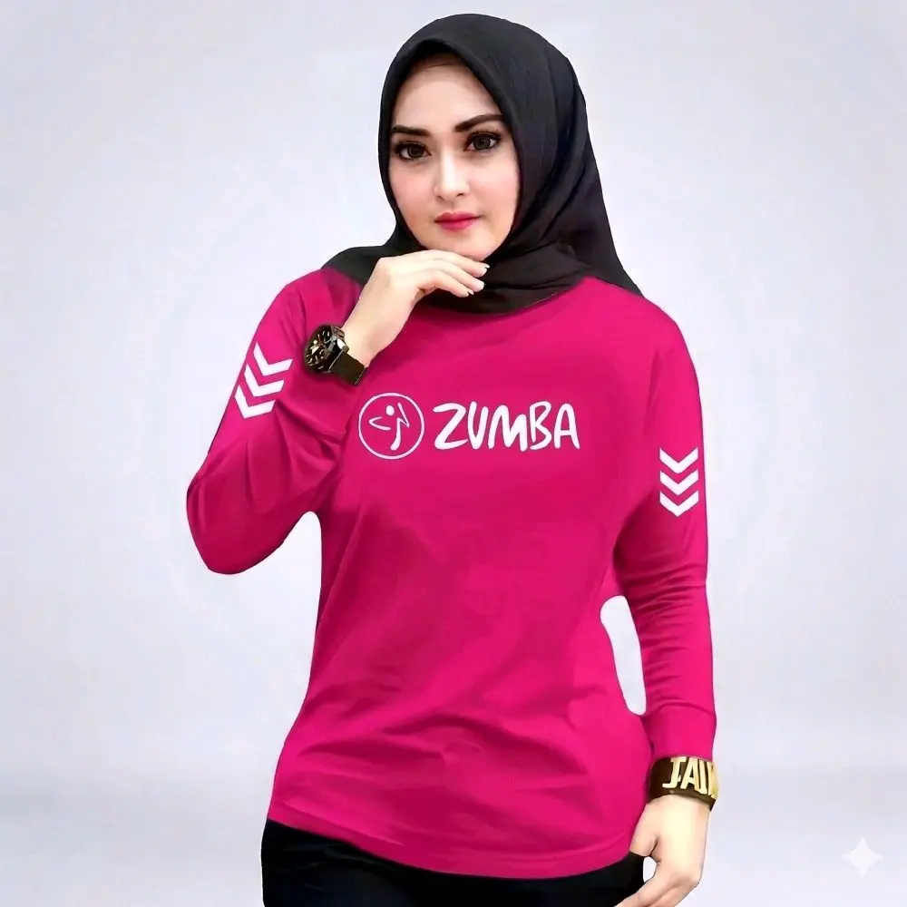 Kaos Olahraga Wanita Baju Dry-fit Sporty V-neck Long Sleeve Fitnes Running Gym Lari Pagi Senam Zumba DLL