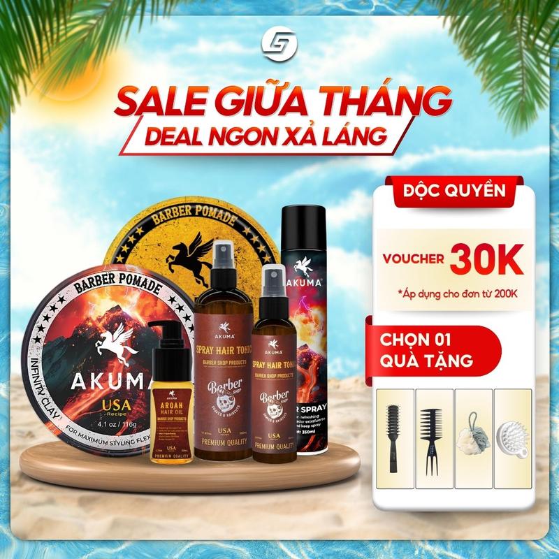 Sáp vuốt tóc AKUMA Infinity Clay & Pomade | Gôm Xịt Tóc Giữ Nếp 12H | Xịt tạo phồng hỗ trợ cấp ẩm & Dưỡng Tóc, Chăm Sóc Tóc