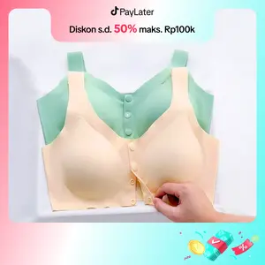 Bra Motif Wanita BH Kancing Depan Busui Friendly Anti Sesak Seamless Polos Bra Import Premium 1184 Busa Tipis