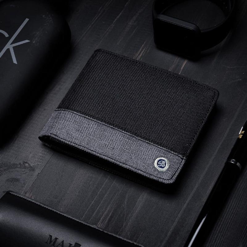 GRATIS ONGKOS KIRIM. Dompet pendek pria material kanvas dompet remaja dewasa dompet uang kartu Cowok Hitam 4