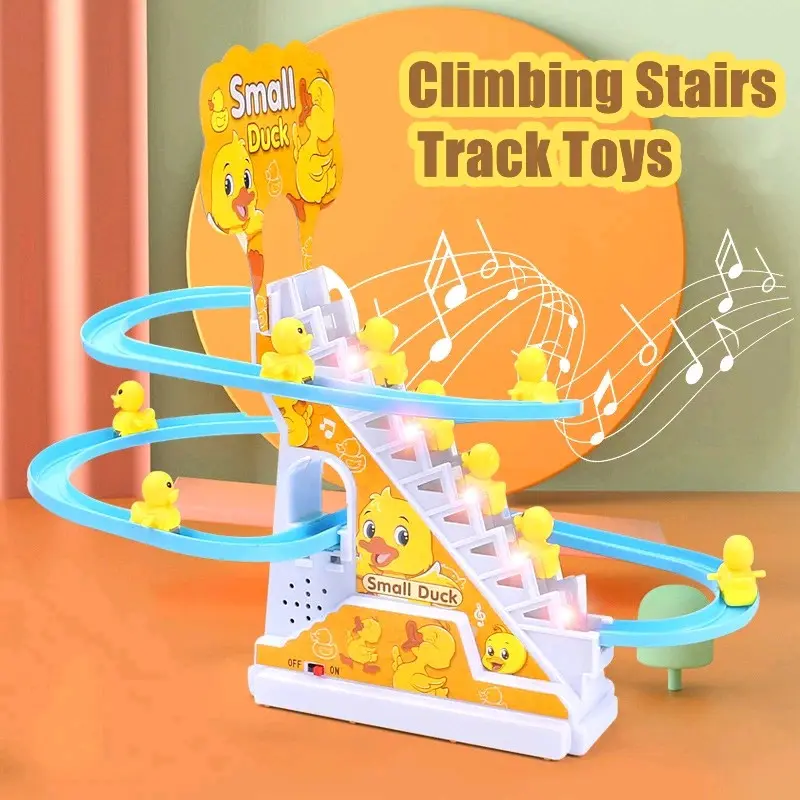 (bonus batrai) Mainan Anak Seluncur Tangga Bebek Musikal Lampu Toys Set Hadiah Cowok Cewek Koleksi Hello Kitty Cars Lorries & Trains Belajar 7