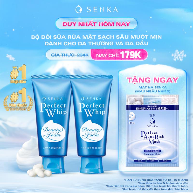   Phương Sena 5.12  Bộ đôi sữa rửa mặt sạch sâu mướt mịn SENKA PERFECT WHIP 120GX2 