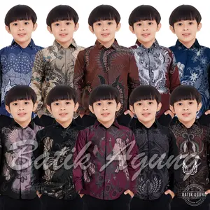 Kemeja Batik Anak Laki Laki Lengan Panjang Usia 2-13 Tahun Premium Murah - Seragam Fashion Batik Sekolah Kondangan Kids Anak Cowok Laki Laki Katun Motif Terbaru Kekinian