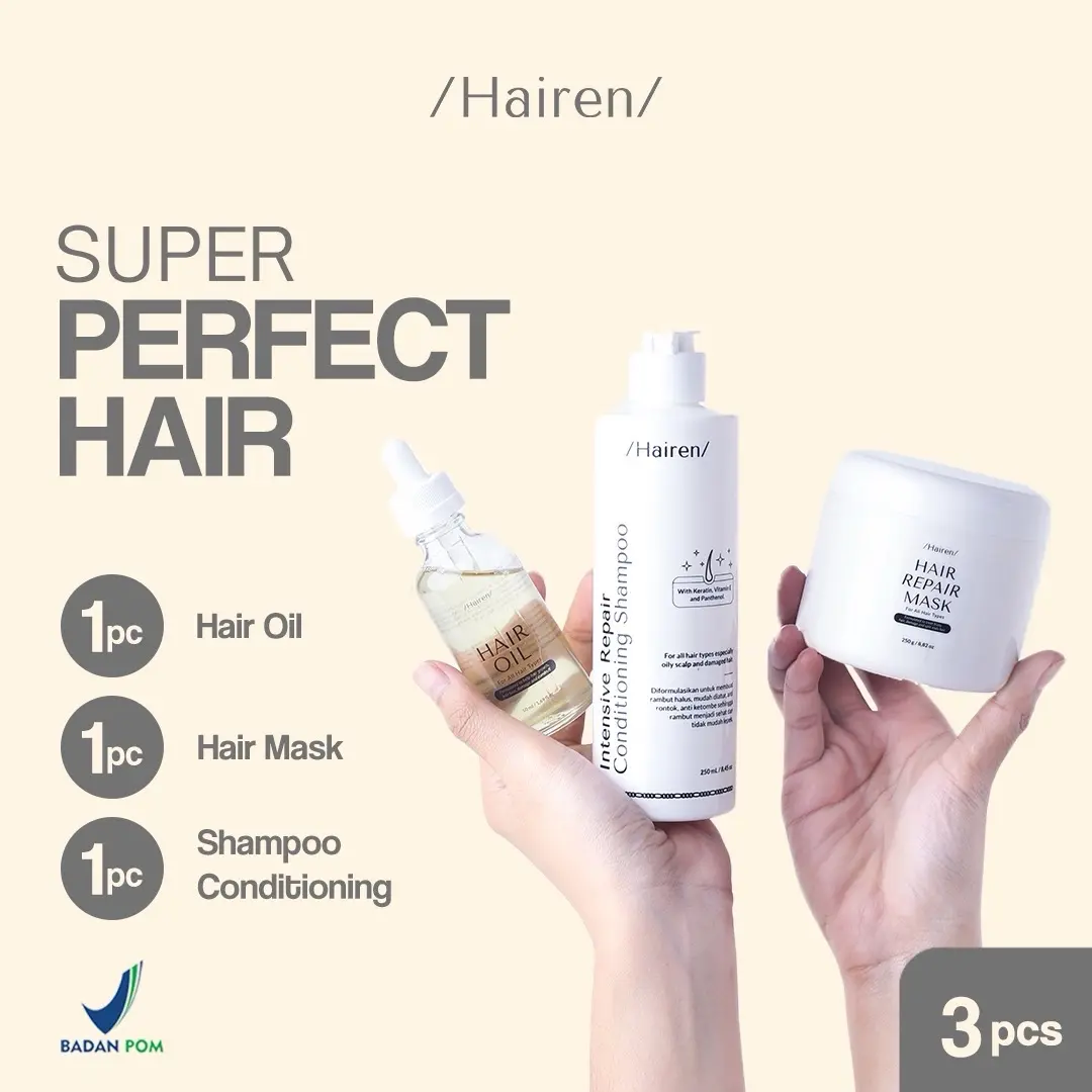 [FREE GIFT] Hairen Bundling (Hair Oil + Intensive Repair Conditioning Shampoo + Hair Repair Mask) BPOM APPROVED