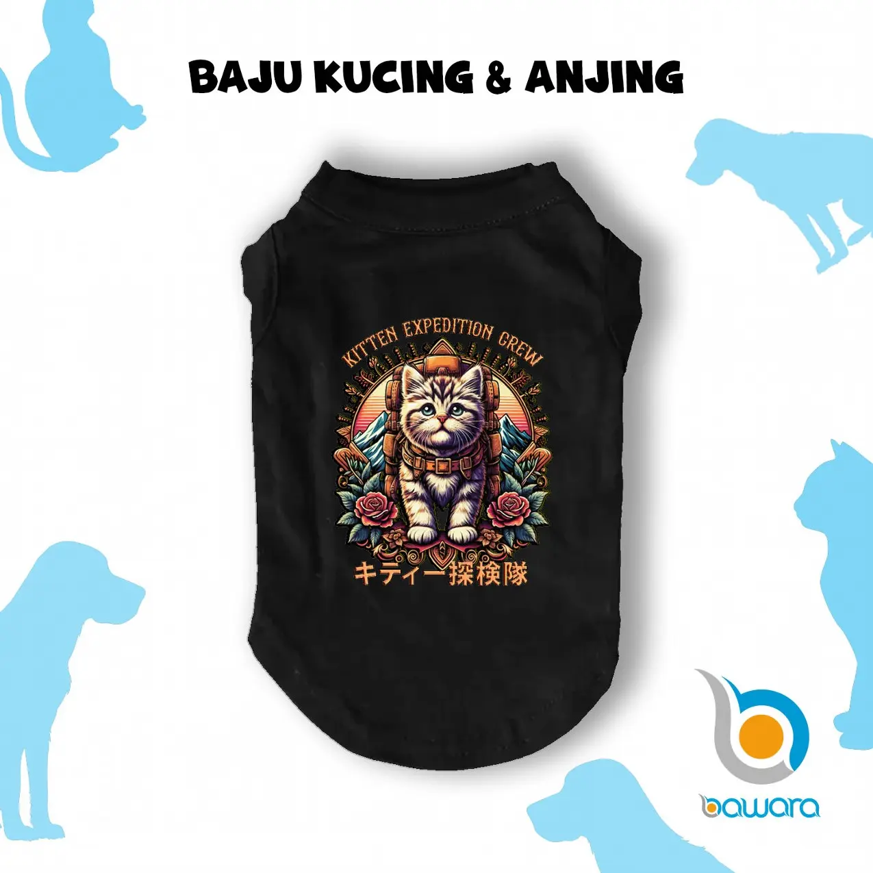 Bawara - Baju Kucing Anjing Kelinci Monyet Lucu Murah Aksesoris Hewan Kecil Motif Gambar Kitten Expedition Crew (KEC) - Wawoye Store