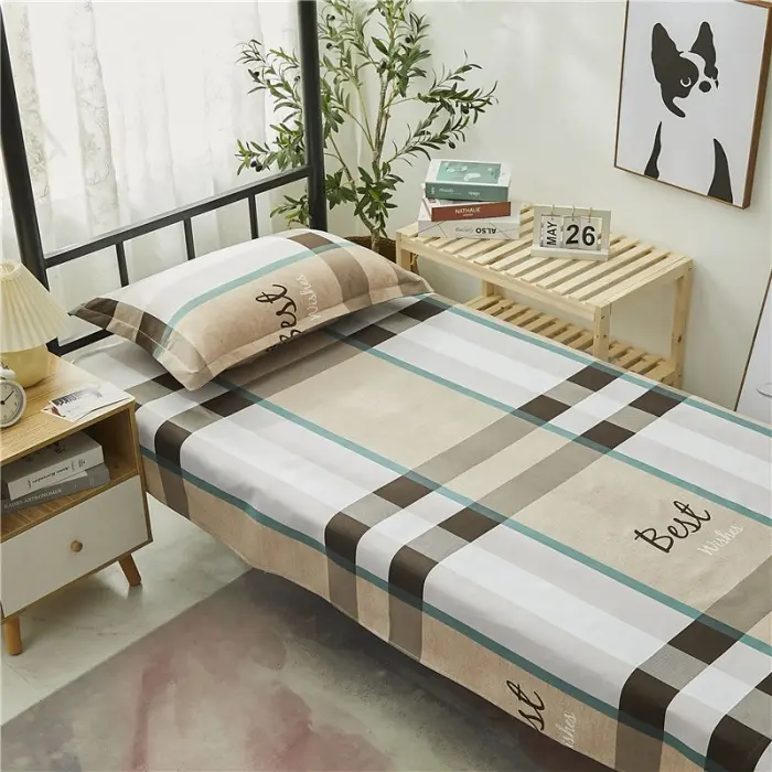 Plaid Bed Sheet Single Bed Sheet Pillowcase School Dormitory Bed Sheet Cute Starry Bed Sheet