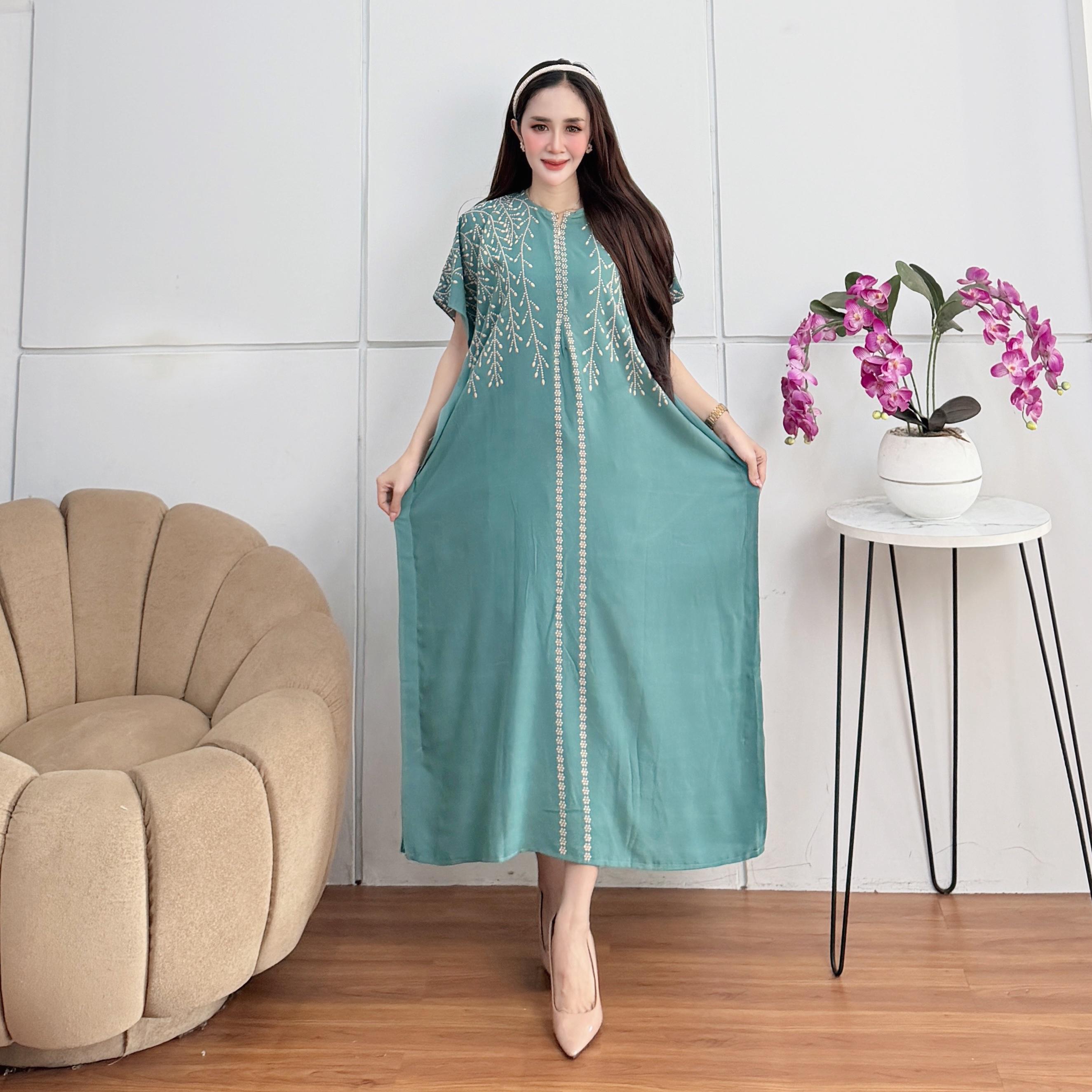 Daster Lowo Jumbo Rayon Premium Terbaru Busui Bumil Resleting Depan Motif Akar