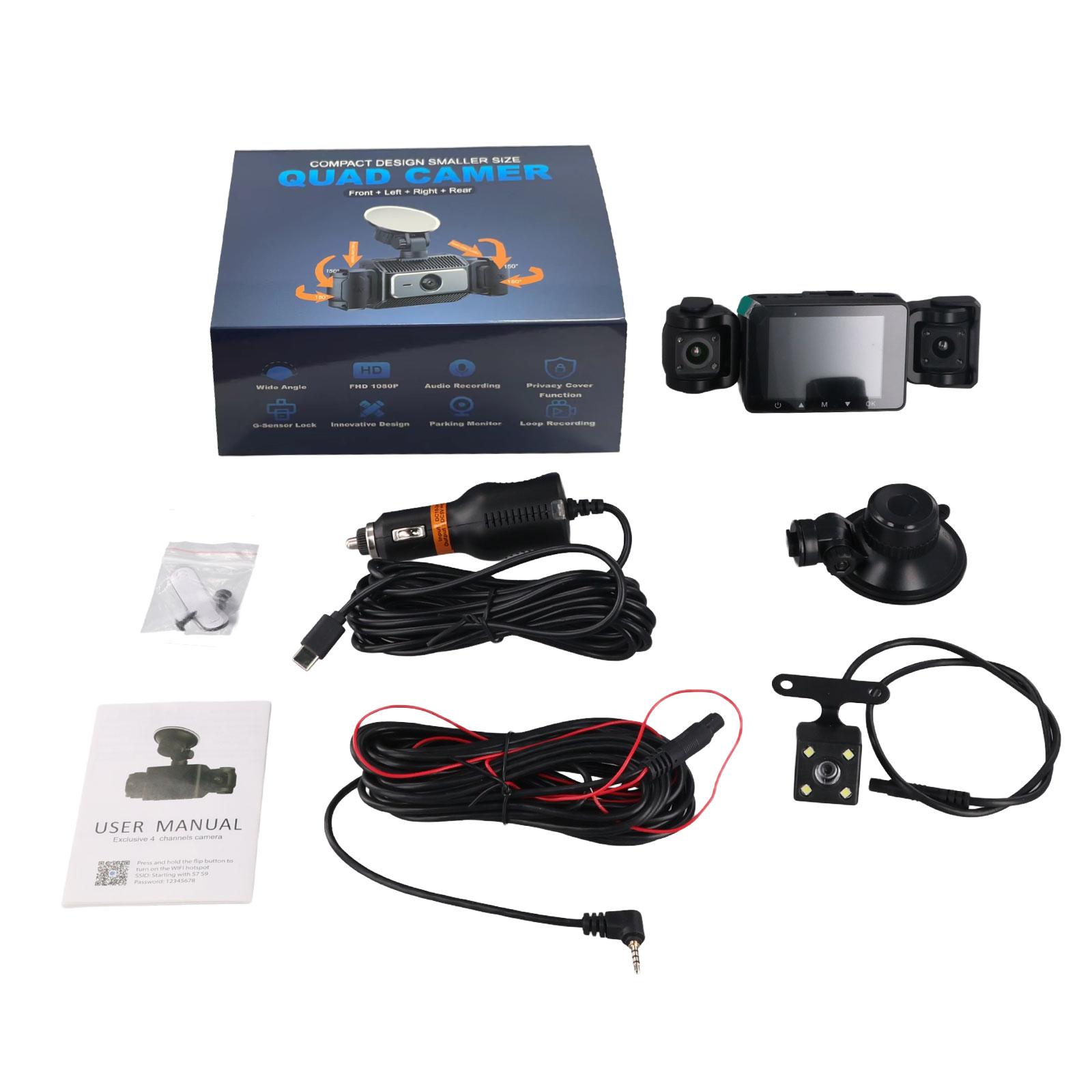 Dash Cam 360° 4 Telecamere Per Auto - Podofo HD 1080P Con Visione Notturna E Sensore G - Foto 4