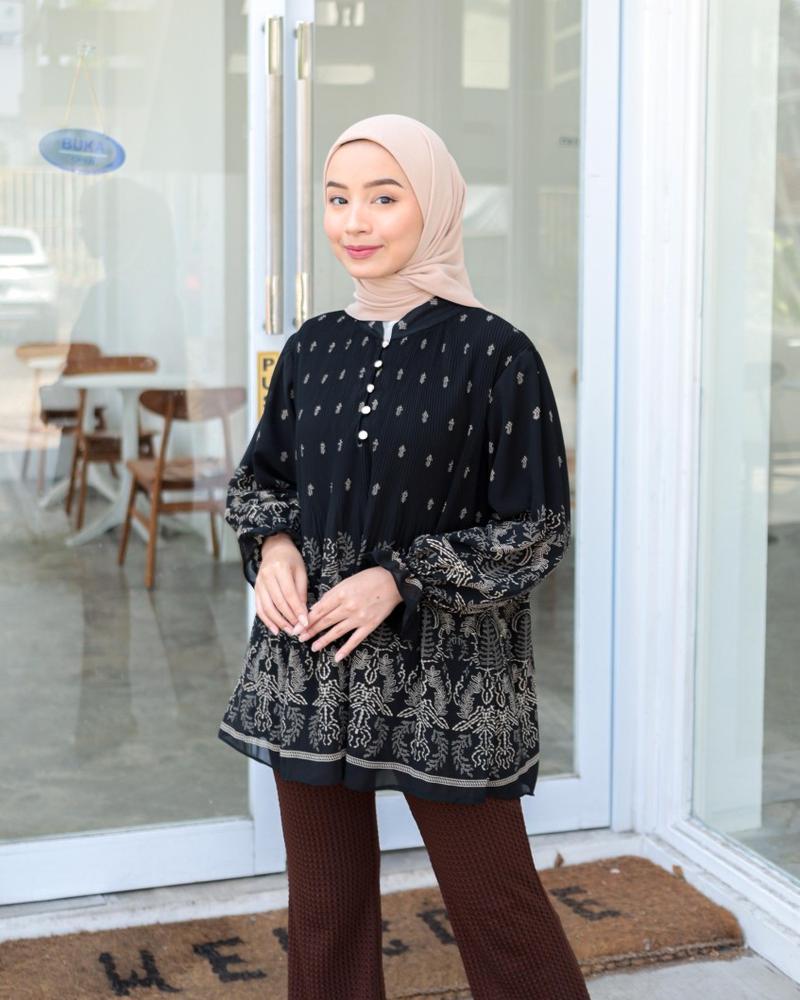 Product Introduction of Meijiwang Top atasan Kemeja blouse wanita plisket motif ceruty korean style by meijiwang / Atasan Ceruty Motif Wanita Terbaru / Blouse Ceruty Plisket Panjang Dewasa etnik Busui 2