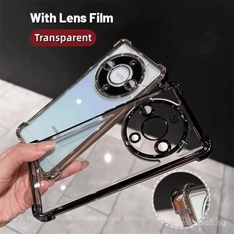 For Honor X9a X9b X9C 5G Transparent Soft Casing Four Corner Airbag Shockproof With Lens Film Phone Case