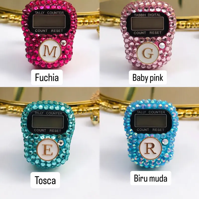 Tasbih non led manik tombol huruf (cincin crystal) 2