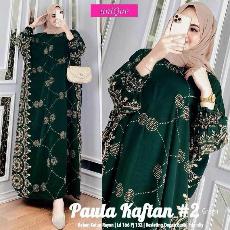 GROSIR KAFTA PAULA | KAFTAN SUPER  JUMBO LD 180 cm PJ 138 cm | DASTER LOWO TERMURAH Panjang Motif Dewasa Renda Lebaran 5