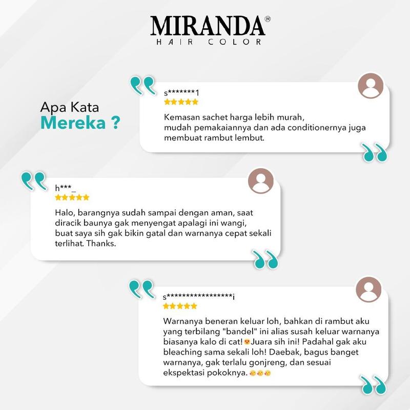 Miranda Hair Color Temptation [20ml] / Cat Rambut Miranda Temptation [20ml] / Cat Rambut Instan 15 Menit / Cat Rambut Tahan Lama 6