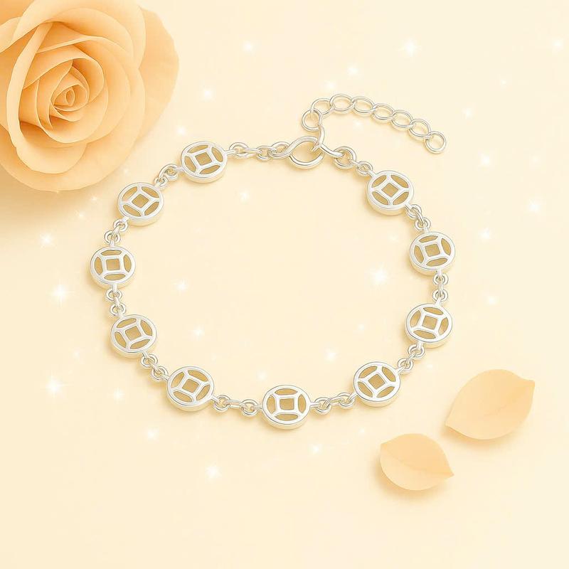 Lắc tay ĐỒNG TIỀN ̣-KIM TIỀN thiết kế đồng xu liền kề nam nữ đều đeo được