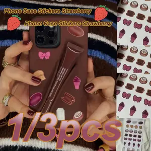 For Rhode Stickers Lipstick Stickers Mirror Glass Long Sticker Graffiti Stickers For DIY Laptop Motorcycle Bicycle Phone Sticker - Strawberry 3pcs