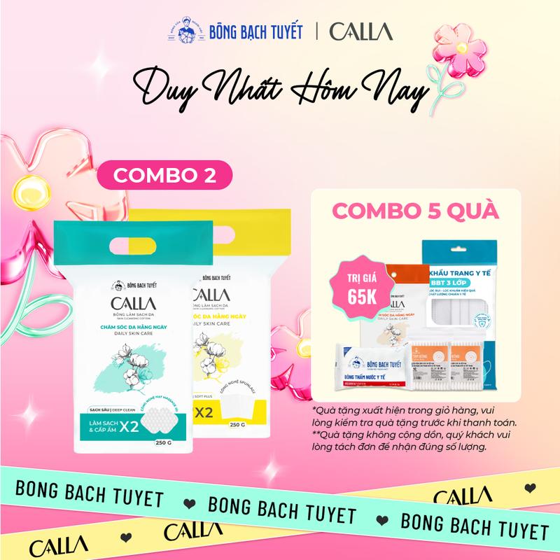 Combo 2 túi bông tẩy trang Calla Bông Bạch Tuyết mềm mịn 250g + sạch sâu 250g #skincare, #bongtaytrang, #lamsachda Cosmetic