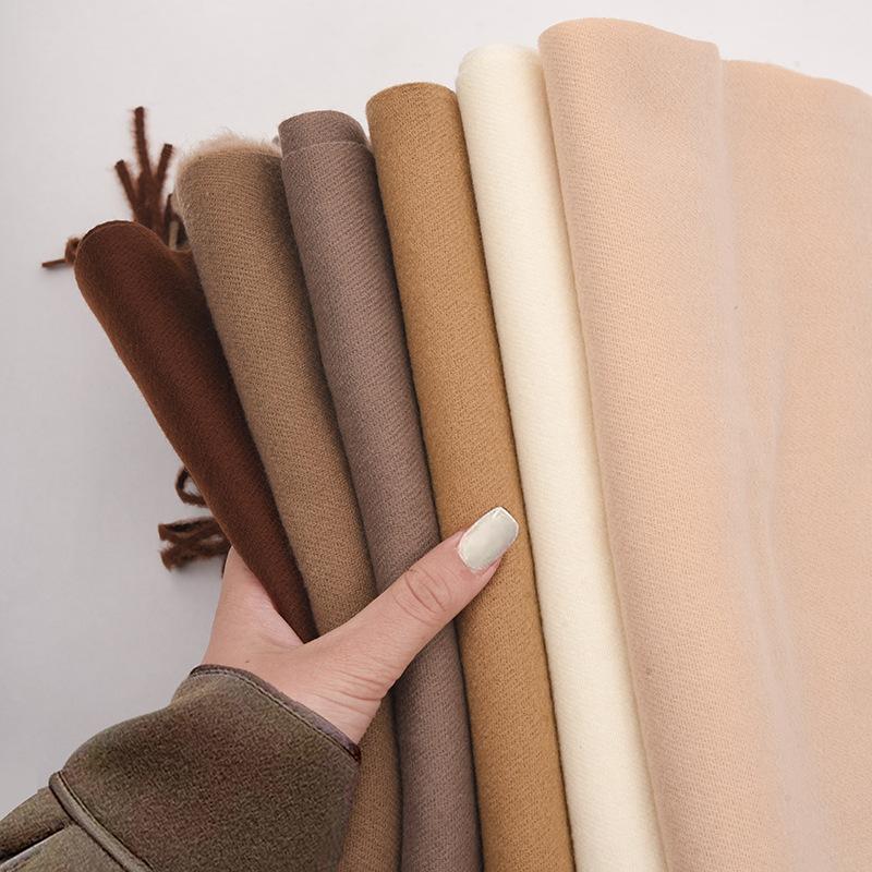 New solid color scarf in autumn and winter women's simple and versatile cashmere scarf sweet fringed shawl scarf red scarf_voghion.com