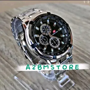 Termurah Jam Tangan Pria Elegan Rantai Besi Stainless Asli Analog Casual Mewah Terlaris Bonus Baterai Cadangan & Box Watches