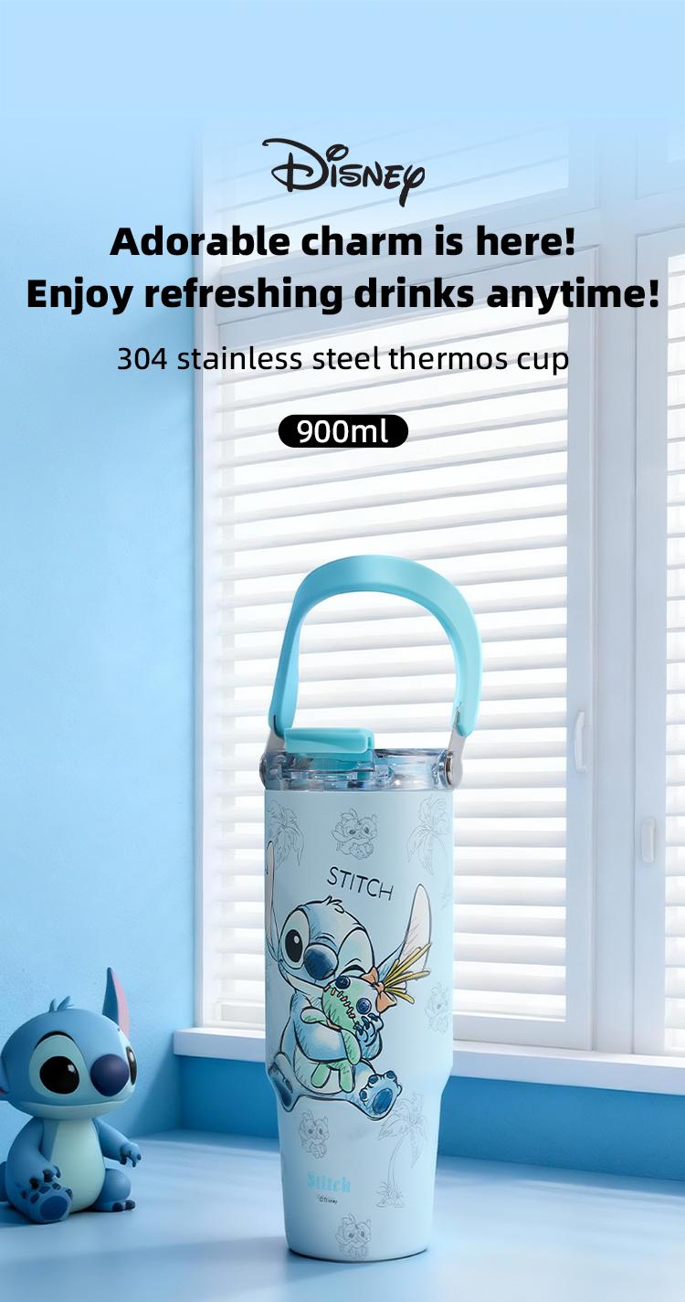 【SPECIAL EDITION】 DISNEY Tumbler STITCH 900ml Stainless Steel 304 - 3in1 Phone Stand Handle Sedotan Botol Minum Karakter Termos Portable BKL50802