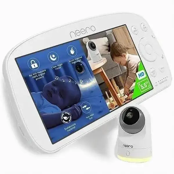 Neero Baby Monitor No WiFi Needed - X-Large 5.5" 1080p HD Screen 1000ft Range Infant Non WiFi Baby Infant Monitor with Camera and Audio, Also Suitable for Pets, Elderly & Travel, 1 Year Warranty