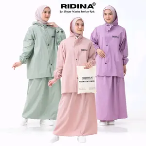 JAS HUJAN, RAINCOAT Wanita Terbaik Setelan Baju dan Rok Bahan PVC Tebal Kuat Elastis Anti Rembes By RIDINA