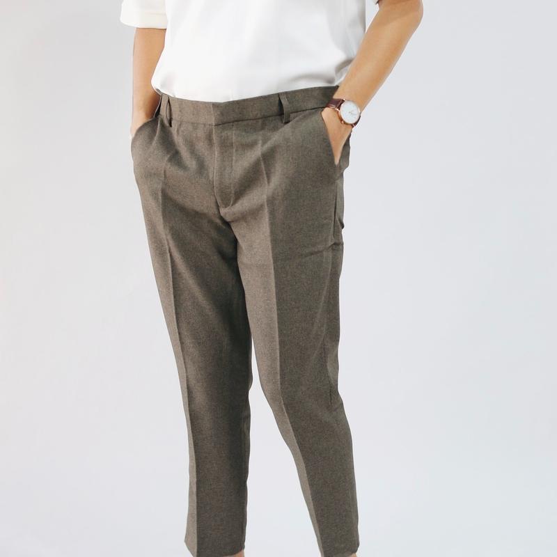 Nsstar - Basic Ankle Pants Cokelat Susu Celana Panjang Slimfit Formal Casual Stretch Lembut 1