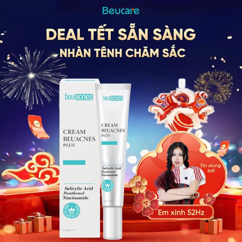  Kem Mụn BEUACNES PLUS 15g - Hỗ Trợ Giảm Mụn Sáng Da Mờ Thâm Mụn - TM60 Nữ Women Skincare 