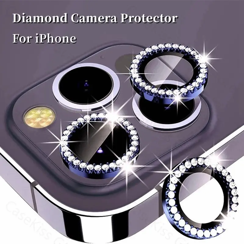 Màng Ống Kính Kim Cương Giả Chống Sốc Và Chống Trầy Xước, Thích Hợp Cho iPhone 11, 12mini, 13, 14plus, 15, 16promax, Ống Kính Máy Ảnh Lung Linh Bảo Vệ Kính Cường Lực Chống Trầy Xước, 1 Miếng Mỗi Miếng